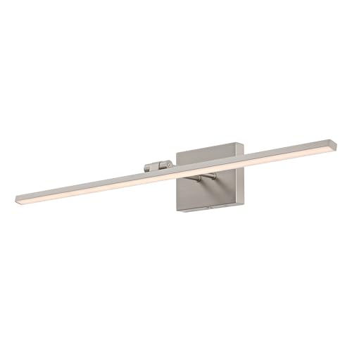 JONATHAN Y 28' Nickel Modern Rechargeable LED Swivel Picture Light, Dimmable Cordless Wall Sconce...