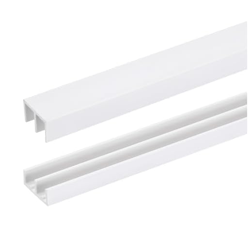 QUARKZMAN 1Set Weiße Kunststoff-Schiebetürschiene, Schiebefensterschiene für 1/4" dicke Paneele, für Schiebetürschränke aus Glas (2Ft lang)
