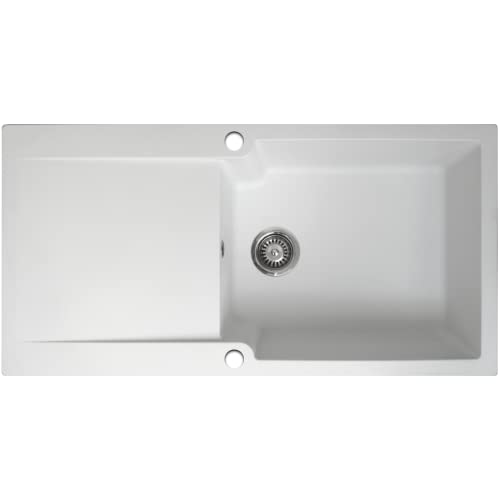 Essebagno Lisse évier réversible 1 grande cuve 1 égouttoir en résine blanc