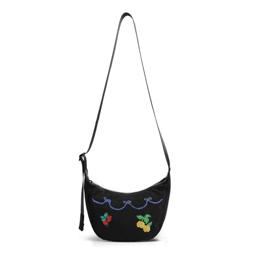 Image of Medium Nylon Crossbody Crescent Bag: Slouchy Style Shoulder Casual with Adjustable Strap