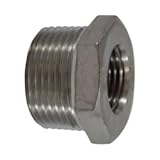 MIDLAND INDUSTRIES 62504 Hex Bushing, 1/2-in Male NPT x 1/4-in Female NPT, 304 Stainless Steel, 150 lb