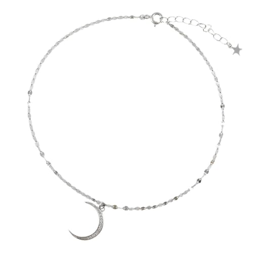 Tobillera con luna de cristal brillante y cadena ajustable para calzado de mujer