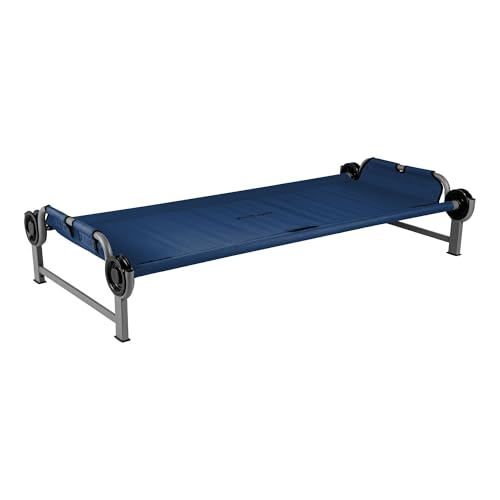 Disc-O-Bed Youth Single Cot Kid-O-Bed with Storage Organizer for Easy Gear Access & Carry Bag Transport, Indoor or Outdoor Use, Navy