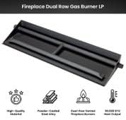 Miniatura 4 de Chimenea de gas LP ventilada de 24 pulgadas, quemador de gas de doble fila con kit de conexión completo, específicamente para troncos de fuego de 24