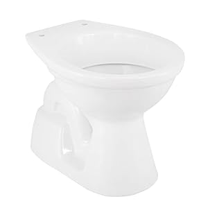 ‘aquaSu® Basic Stand-WC | Bodenstehende Toilette | Standard-Form | Mit gängigen WC-Sitzen kompatibel | Geruchsarmer Tiefspüler | Abgang innen senkrecht | Sanitärkeramik weiß | Klo | 55071 0