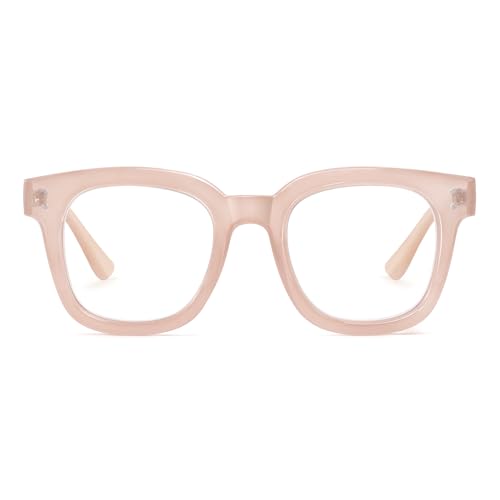 Madison Avenue Blue Light Blocking Glasses Oversized Fashion Blue Light Glasses for Women Anti Eyestrain & UV Protection Computer Eyeglasses (Nude Pink)