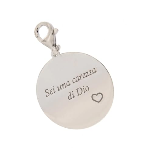 Colgante grabado plata 925 de diseño artesanal italiano y acabado pulido de alta joyería
