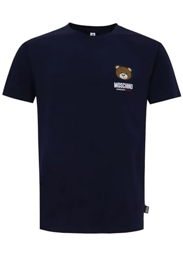 T-shirt Moschino Underbear bleu pour homme avec col rond en coton