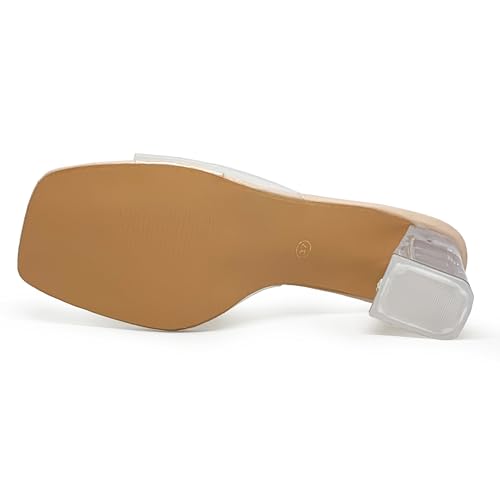 Image of WFS Women's Transparent Strap 2.5 Inch Block Heel Sandal