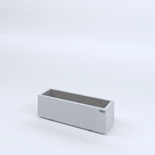FIORIERE IN CEMENTO LISCE RETTANGOLARI PIEDINI ACQUASTOP CM80X25X25H BIANCO