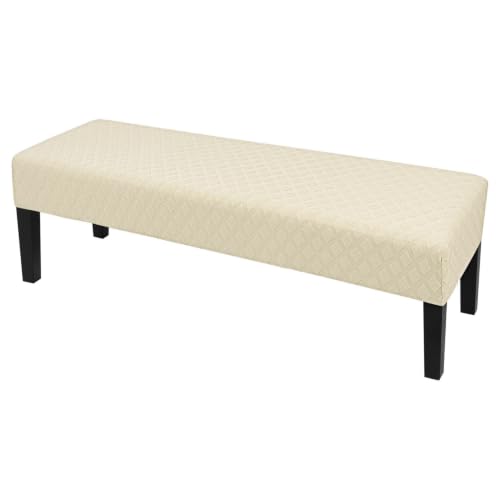 Image of SearchI Dining Bench Cover, Stretch Washable Long Bench Seat Covers, Rectangle Dining Table Bench Slipover for Dining Room, Living Room, Kitchen(Beige Diamond Jacquard)