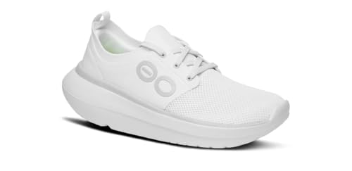 OOFOS OOmy Stride Women's Sneakers Shoes - Lightweight Recovery Footwear - Reduces Stress on Feet, Joints & Back - Machine Washable (White/White, US Footwear Size System, Adult, Women, Numeric, Medium, 8)