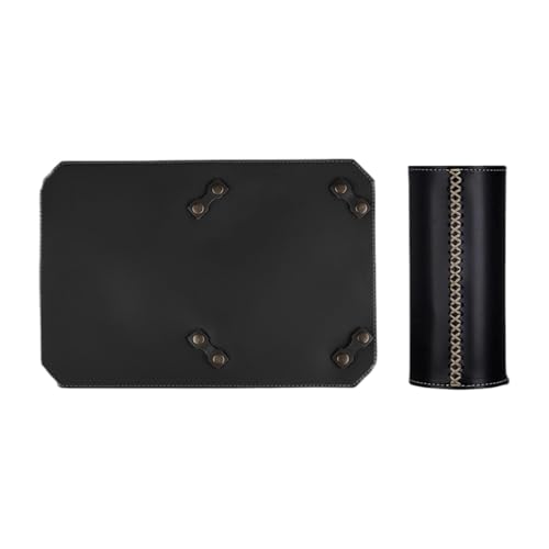 Menolana Furnace Pad and Gas Tank Cover Set PU Leather Sleek Practical Protective Fixing Pad Protectors for BBQ Outdoor Travel Picnics, Black