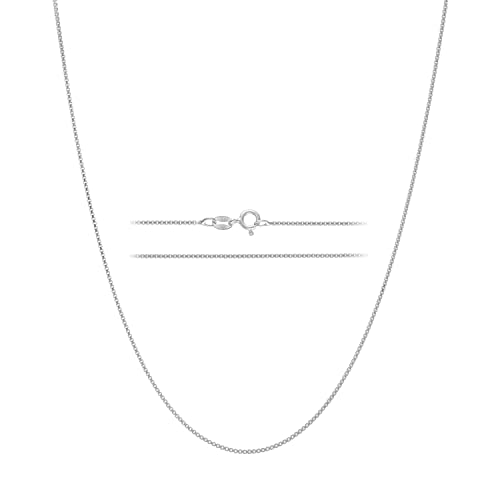 KISPER 925 Solid Sterling Silver 1mm Dainty Thin Box Chain Necklace for Women, Italian Made Tarnish...