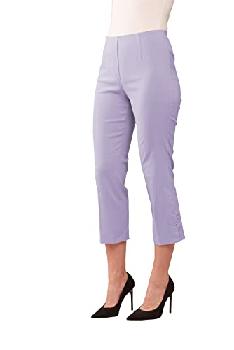 Lena Gabrielle Crop Techno Pants with Circle Trim on The Sides in Lilac, BCP1827