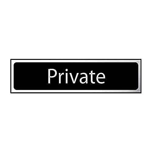Image of CenturionPrivate Sign - Self-Adhesive PVC - Black and Chrome Effect - 200mm x 50mm