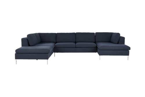 Image of Smith U Shape 7 Seater Corner LHS Fabric Sofa Set in Dark Blue Color for Living Room, Couch Sofa for Living Room, Seven Seater Sofa
