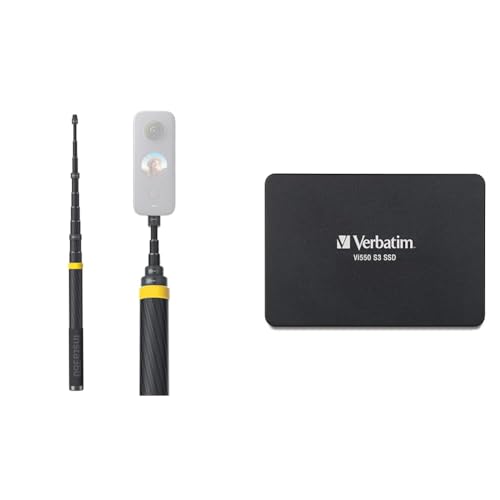 Insta360 Selfie-Stick für X3 & Verbatim Vi550 S3 SSD, internes SSD-Laufwerk mit 1 TB Datenspeicher, Solid State Drive mit 2,5'' SATA III Schnittstelle und 3D-NAND-Technologie, schwarz