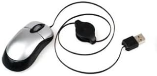 AcGoSp USB Mini Optical Scroll Wheel Mouse with Retractable Cable for PC/Laptop - PLUG & PLAY & Windows 10 compatible - Easily installed with ANDROID & MAC devices (SILVER/GREY)
