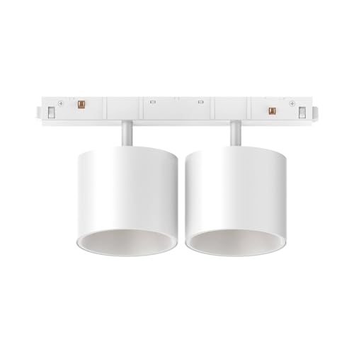 IDEAL LUX - Sistema de iluminación para carril EGO TRACK Double BIG 20 W 3000 K ON-OFF WH, sistema de carril, iluminación modular, dispositivo sobre riel, 19 x 7 x 11 cm, blanco