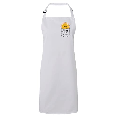 Tablier cuisine premium avec poches et illustration dessin soleil mignon