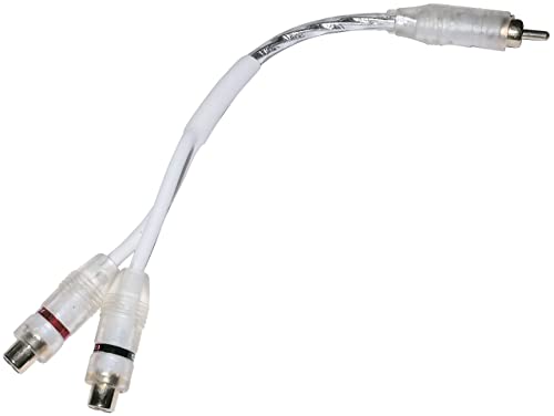 AERZETIX – C10042 - Câble de raccordement RCA - Multiprise - Prises femelles x2 - Fiche Mâle - couleur Blanc