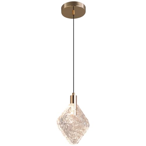 JNPGVTCD Mini lámpara Colgante de mesita de Noche de Cristal Retro con Acabado Dorado, Moderna lámpara K9 para Cocina, Dormitorio, Sala de Estar, lámpara Colgante de Techo de Crist