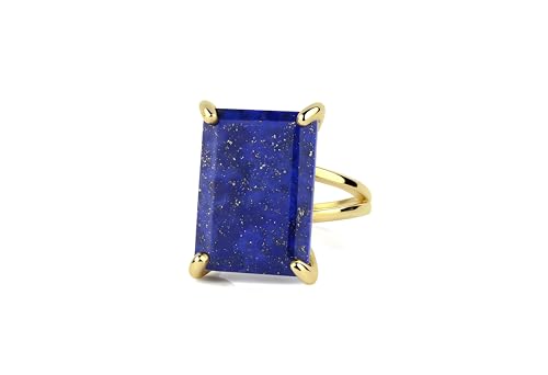 Bague en lapis lazuli rectangle et or idéal pour vos soirées