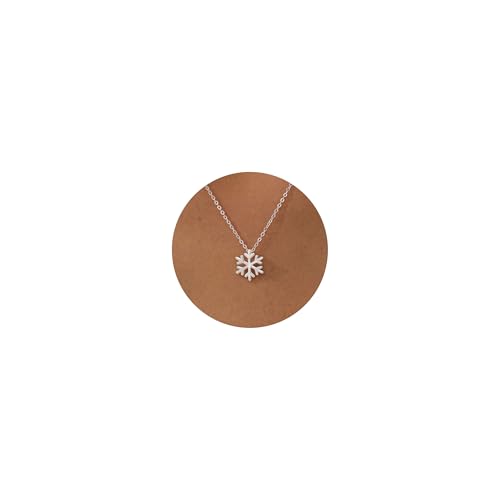 Plenky Silver Necklace for Women-14K Silver Plated Snowflake Necklace Christmas Necklace for Women Dainty Simple Jewelry Gifts