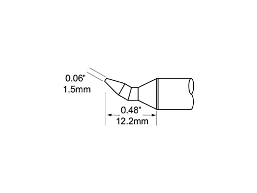 Image of Metcal SFV-CHB15 Series SxV Hand Soldering Tip for Most Standard Application, 421C Maximum Tip Temperature, Chisel Bent 30, 1.5mm Tip Size, 12.2mm Tip Length