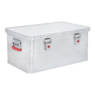 STIER Alubox, Aluminiumbox 50L, Staub- und spritzwasserresistent, mit Gummidichtung und 2 Klapphandgriffen, Transportkiste aus verchromten Stahl und...