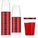 100 Count 10oz Disposable Clear Cup-Red Trim Cup/Old Fashioned Tumblers/Plastic Wedding Cups/Fancy Party Cups
