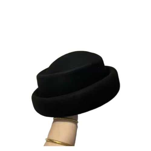 Church Hats for Women Wool Vintage Fashion Fedora Hat for Women Ladies Elegant Berets Bucket(Black)