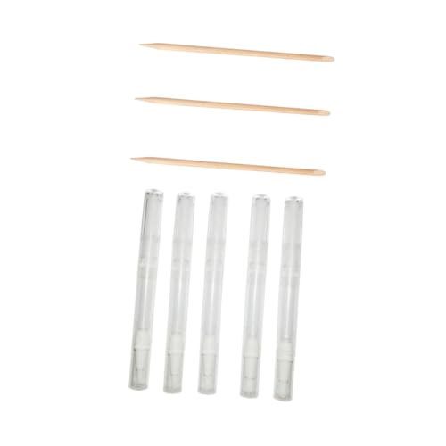 OSOLADY Wood Nail Rod Cuticle Oil Tube Set 8pcs Manicure Tool Nail Polish Remover Stick for Women