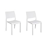Dmora - 2er-Set Gartenstühle Ancona, Gartensitz, Für drinnen und draußen, Stapelbar, Made in Italy, 47x53 h82 cm, Weiß