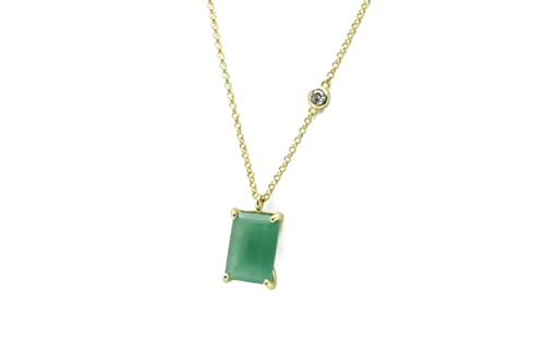 Collier aventurine verte et zircone cubique, le cadeau d'anniversaire idéal pour femme