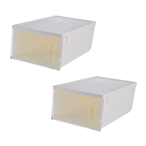 Cabilock 2Pcs Transparent Shoes Organizer Storage Case Plastic Shoes Box for Home Space Saving Design with Easy Installation Neat and Visible