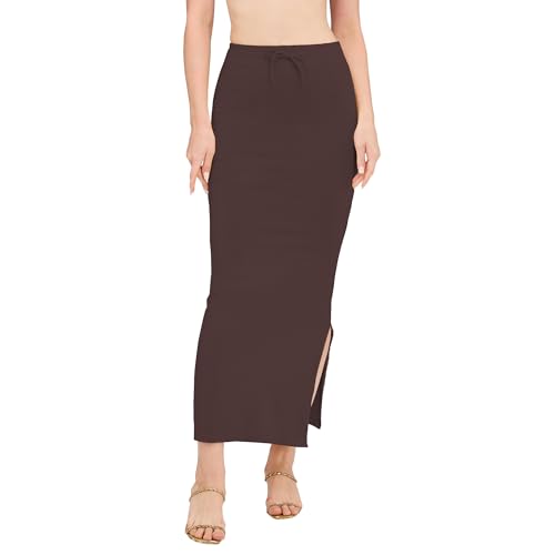 Image of DESI GIRL Cotton Lycra Stretchable Saree Shapewear Petticoat with Drawstring for Women | Fishcut Saree Petticoat with Side Slit for Easy Movement | Saree Shaper | Long inskirt