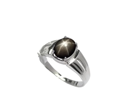 Black Star Sapphire Gemstone Ring In 925 Sterling Silver For Men's Rings Classic Design 7X9MM Oval Cut Ring | Sizes 4 to 16 US