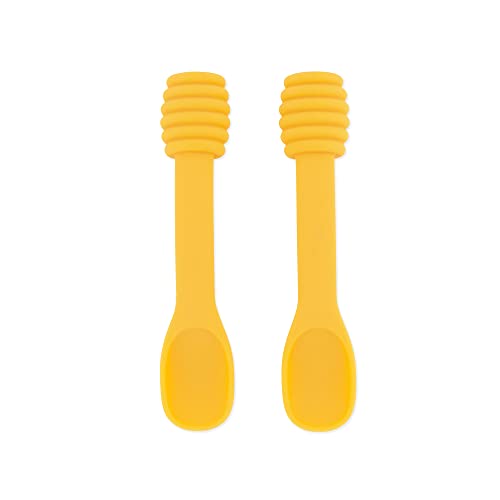 Image of Bumkins Disney Baby Utensil Set, Silicone Trainer Spoons for Dipping, Soft Tip, Self-Feeding, Chew, Baby Led Weaning, First Year Training Supplies, Essentials in Eating, 4 Mos, 2-pk Winnie The Pooh