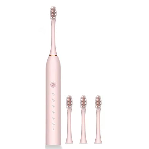 Image of Oblivion Electric Toothbrush - Pink Rechargeable Sonic Toothbrush with 3 Extra Brush Heads - Waterproof USB Charging Soft Bristle Tooth Brush for Adults Advanced Oral Care Portable Design (Pack of 1)