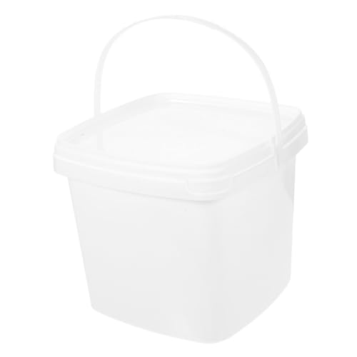 GRIRIW Plastic Bucket with Lid Portable Water Container for Gardening Pet Food Paint Storage Ergonomic Handle Easy to