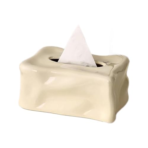 Porta fazzoletti in ceramica con texture irregolare, dispenser bianco argento per la decorazione della scrivania di casa e ufficio