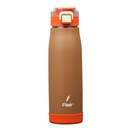 Image of FLAIR Sprint 750ml Vacuum Insulated Water Bottle - 304 Stainless Steel, Double Wall Thermos Flask, Leak-Proof, BPA-Free (Brown)
