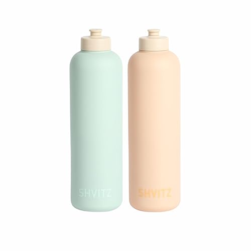 SHVITZ Sports Water Bottle - Soft-Touch Squeezable Body with One-Hand Spout- Lightweight, No Spill Water Bottle, for Gym, Cycling & Outdoor Uses - BPA Free - Water Bottles for Active Lifestyles - 24oz