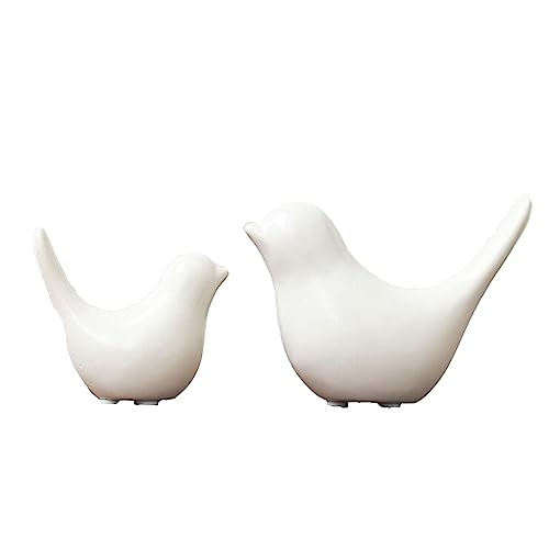 Moaobooh 2 Stück Vogel Statue，Moderne Tier Skulpturen Keramik Heim skulptur deko für Dekoration Ornamente Wohnzimmer Schlafzimmer Büro Schreibtisch Schränke (Weib)