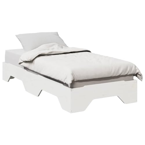 Générique Cadre de lit sans Matelas empilable Blanc 90x190 cm Bois Massif,Meubles, Lits & Accessoires, Lits & Cadres de lit, Blanc (Poids 17.7KG)