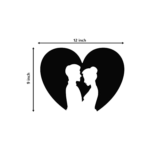 Image of eCraftIndia Loving Couple Heart Wooden Wall Decor for Living Room Bedroom|Home Wall Decor Item Wall Art for Home Decor Valentine Gift for Girlfriend Boyfriend Husband Wife Her Him Valentine Decoration