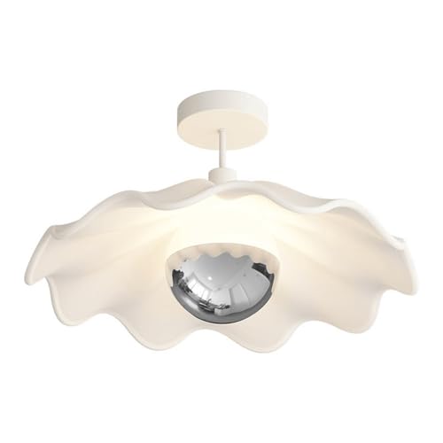 Nordic Minimalist Wavy Flush Mount Ceiling Light White Resin Ceiling