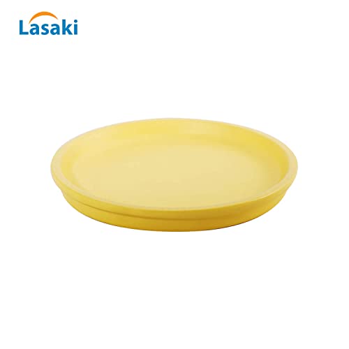 Image of Lasaki Round Ceramic Trays (Plates Saucers) for Pots, planters, Flower, Succulent(Set of 2,Saffron,4 inch) R4(Plants not Included)
